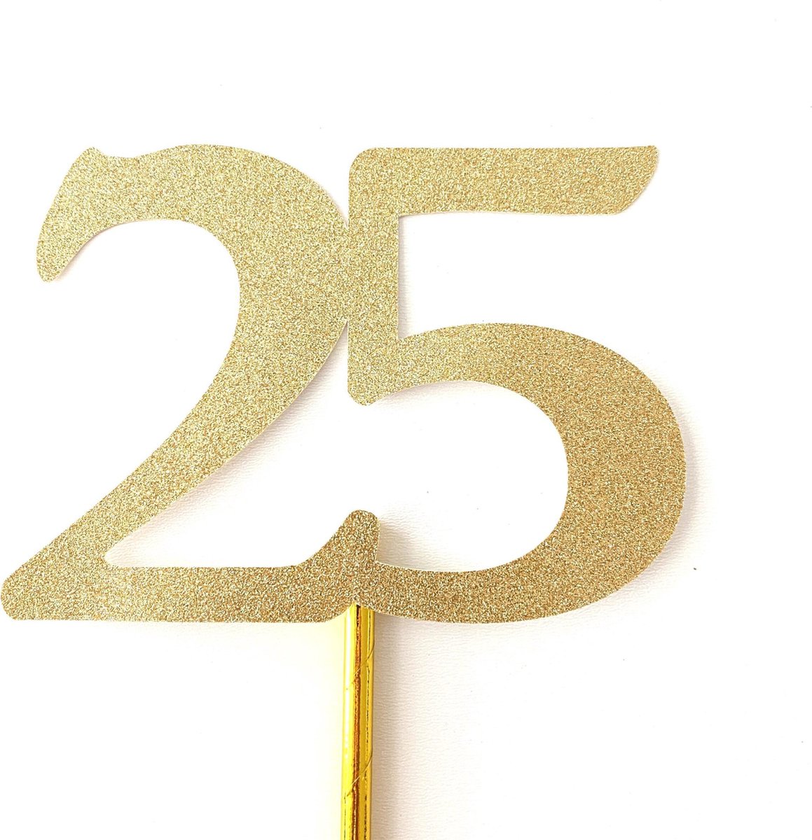 Taarttopper| Cake topper | Taartversiering| Verjaardag| Cijfers | 25 | Goud glitter|14 cm| karton